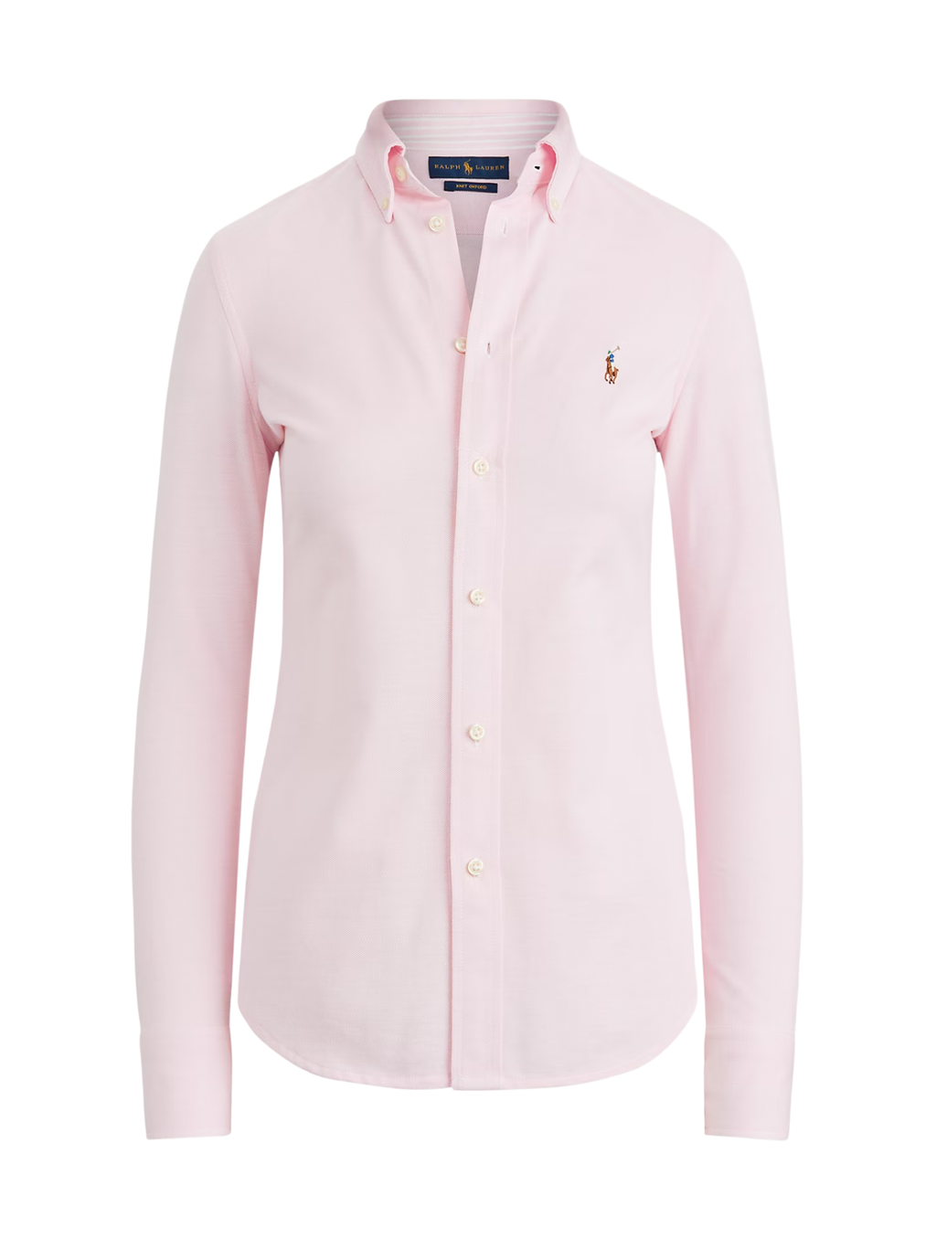 RALPH LAUREN WOMEN Slim Fit Knit Cotton Oxford Shirt Pink