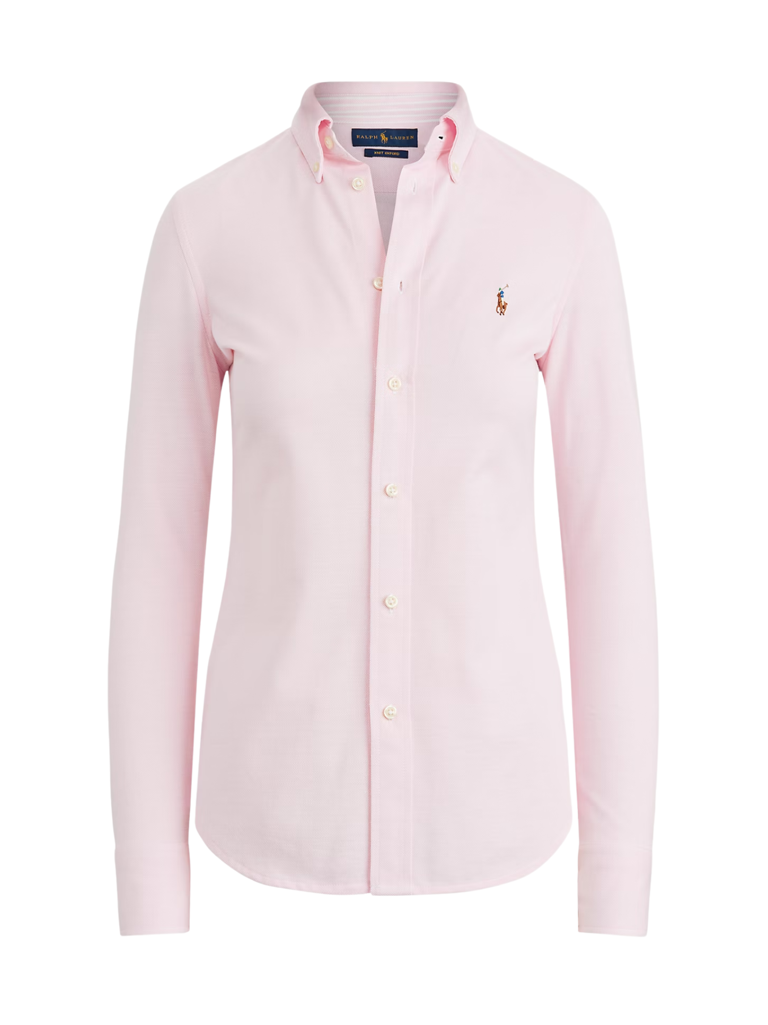 RALPH LAUREN WOMEN Slim Fit Knit Cotton Oxford Shirt Pink