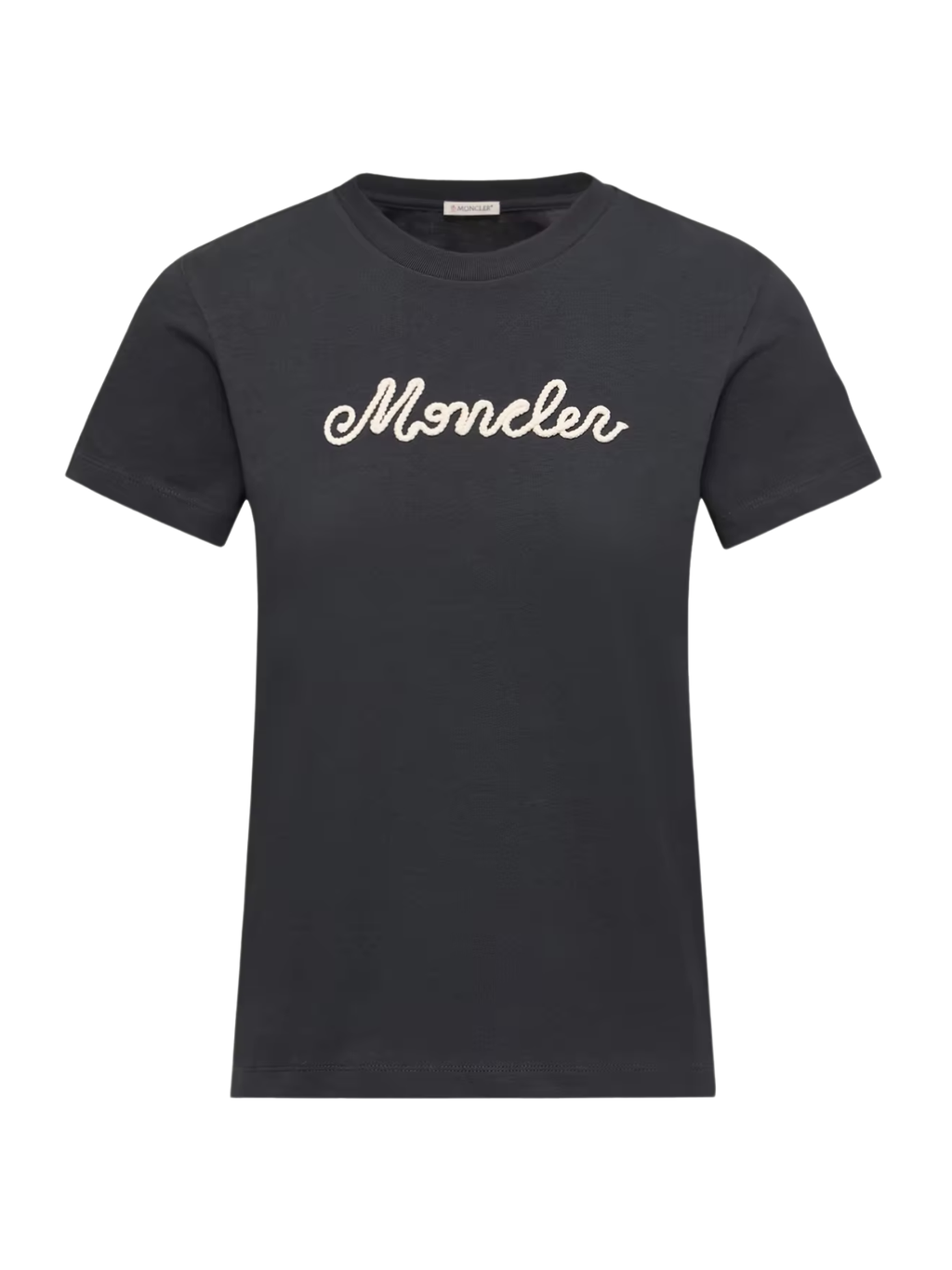 MONCLER WOMEN Logo Embroidery Cotton T-Shirt Navy Blue