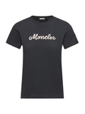 MONCLER WOMEN Logo Embroidery Cotton T-Shirt Navy Blue