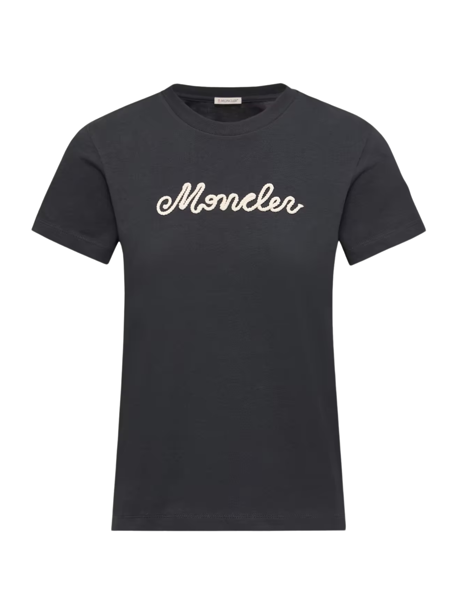 MONCLER WOMEN Logo Embroidery Cotton T-Shirt Navy Blue