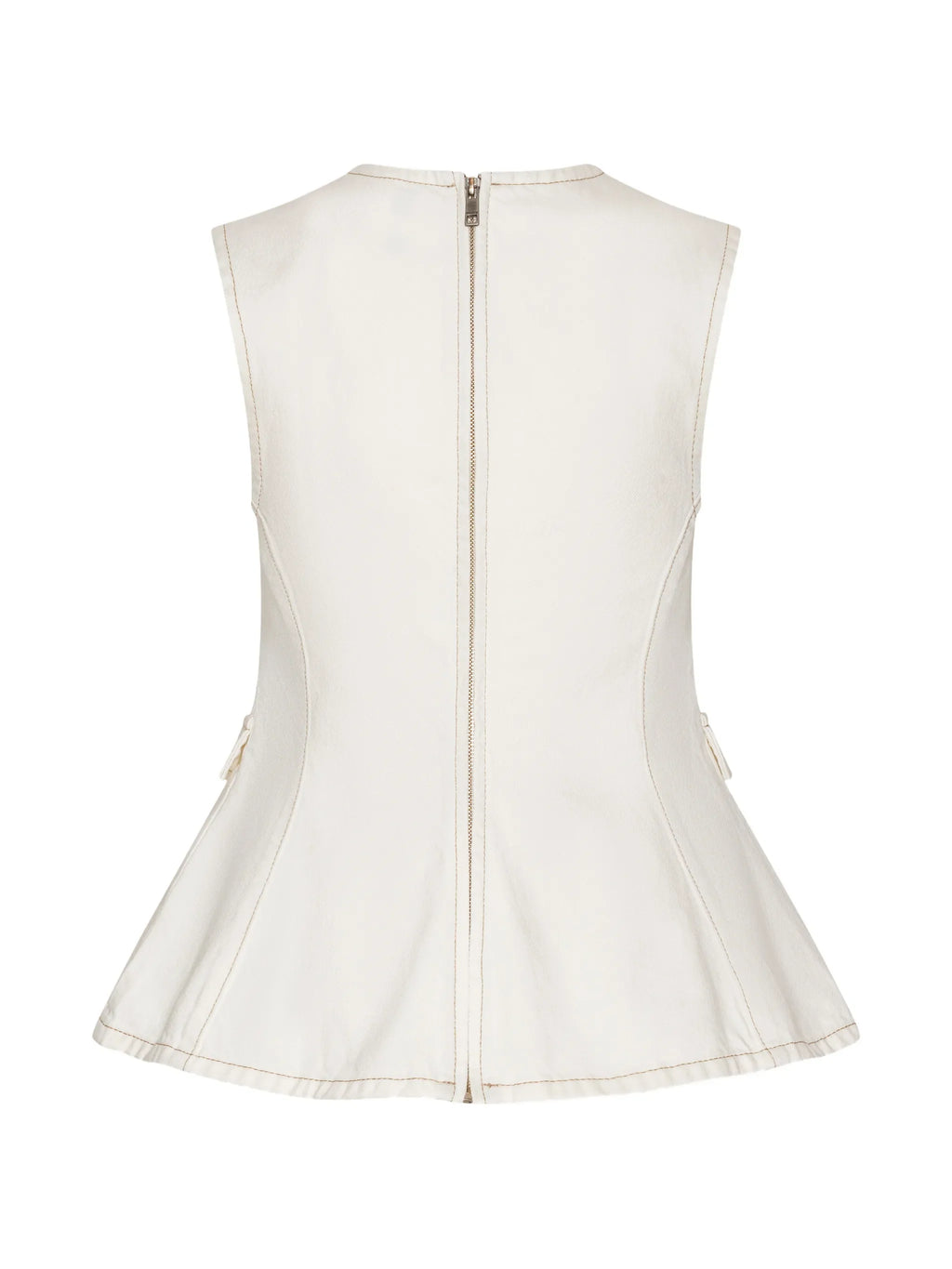ROTATE BIRGER CHRISTENSEN WOMEN Peplum Denim Top White Denim