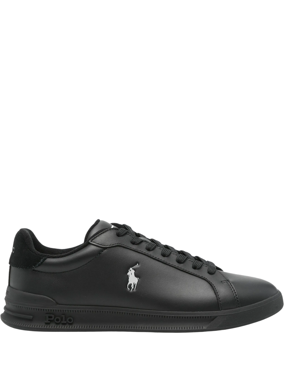 RALPH LAUREN Heritage Court II Leather Sneakers Black/Soft Grey