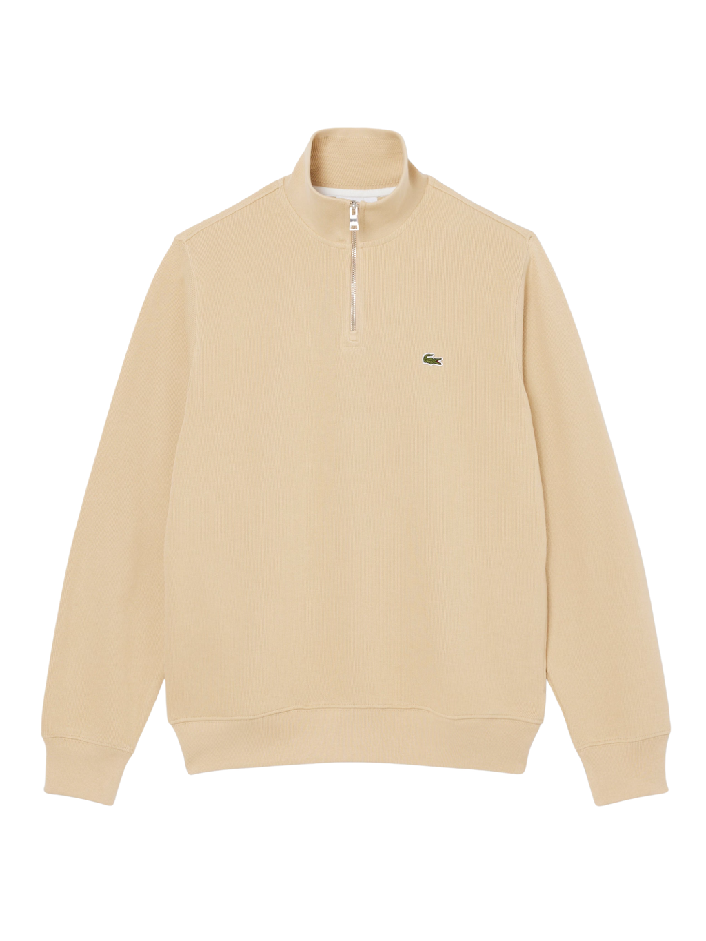 LACOSTE Zip-Up High Neck Interlock Sweatshirt Beige