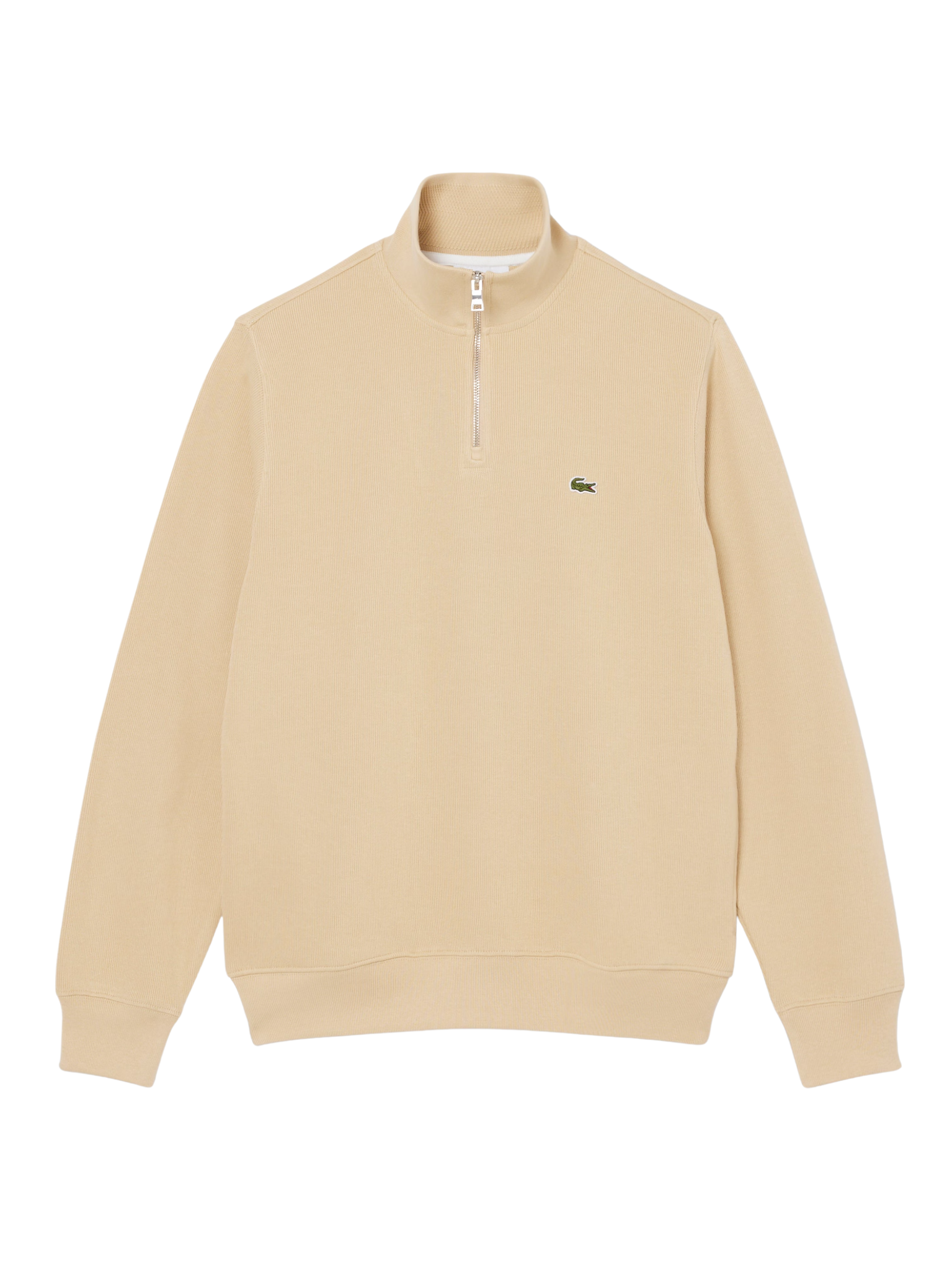LACOSTE Zip-Up High Neck Interlock Sweatshirt Beige