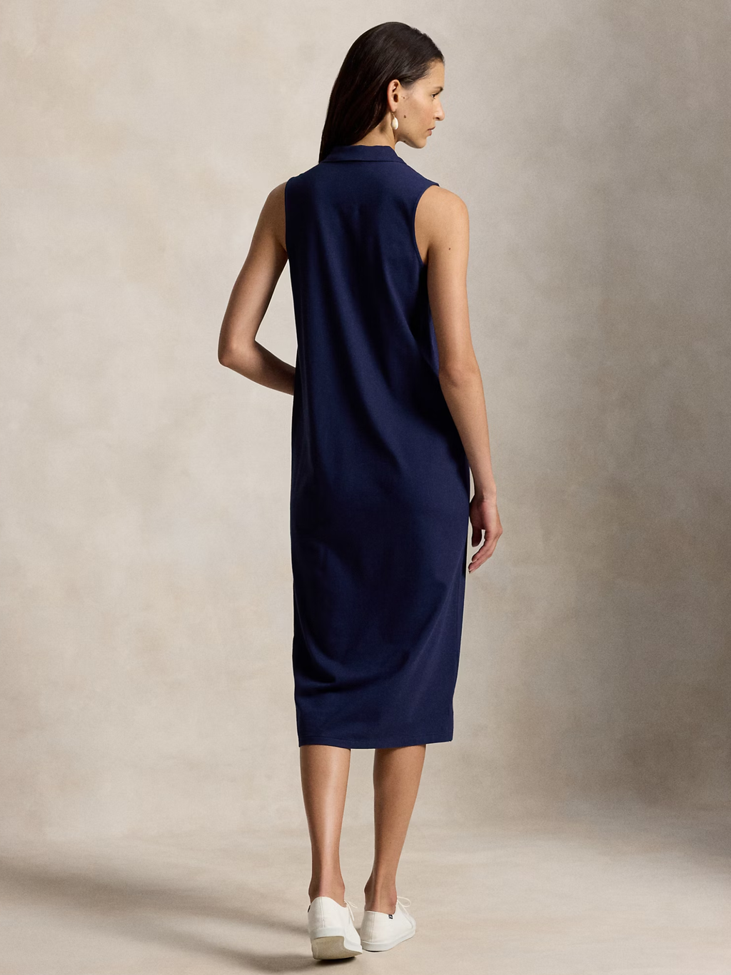 RALPH LAUREN WOMEN Stretch-Cotton Sleeveless Polo Dress Newport Navy