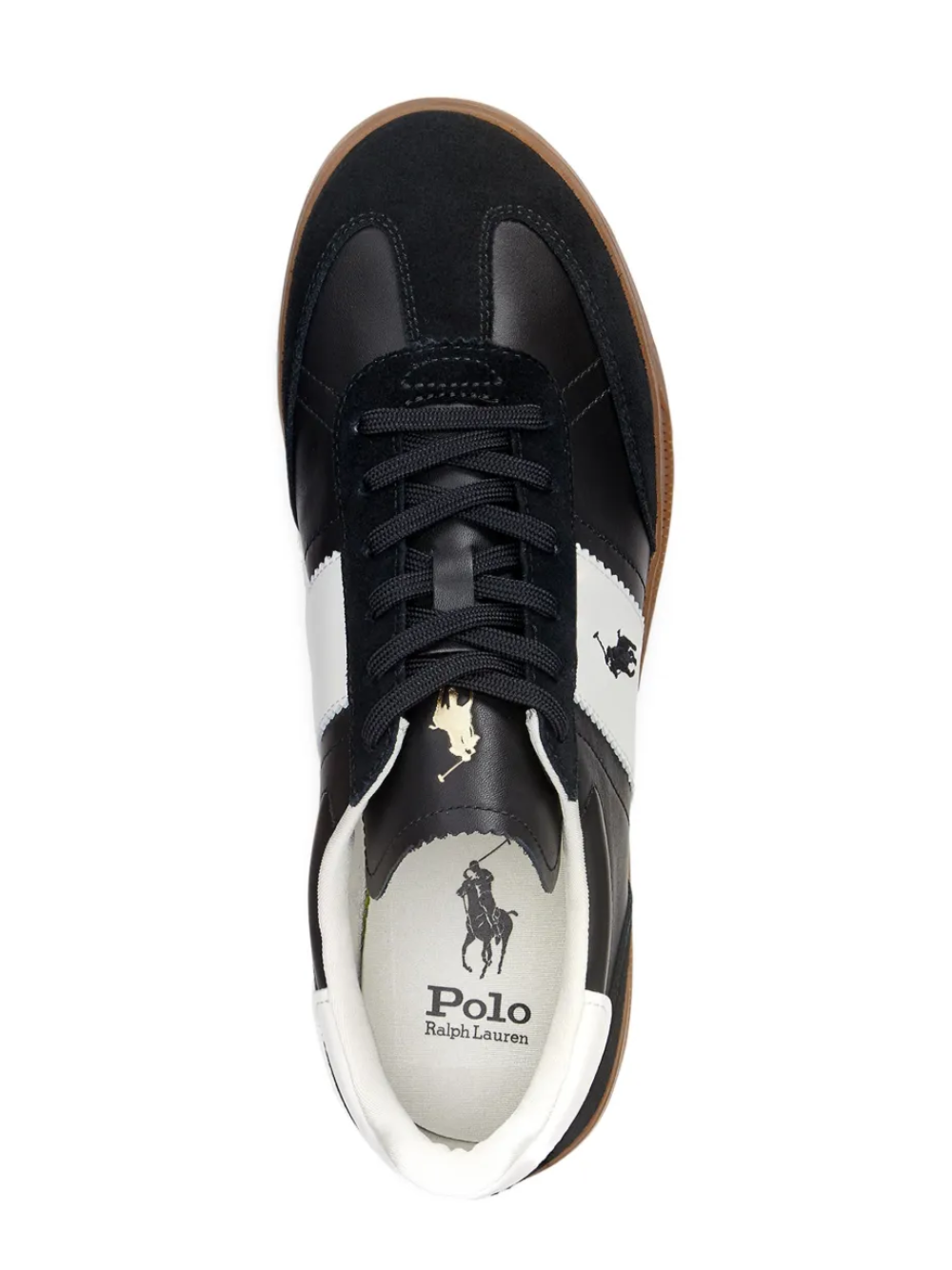RALPH LAUREN Heritage Area Leather-Suede Sneakers Black/White
