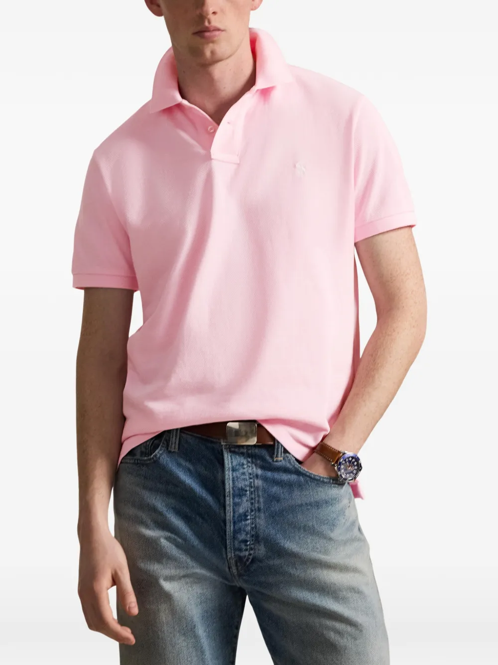 RALPH LAUREN The Iconic Classic Fit Mesh Polo Shirt Bath Pink