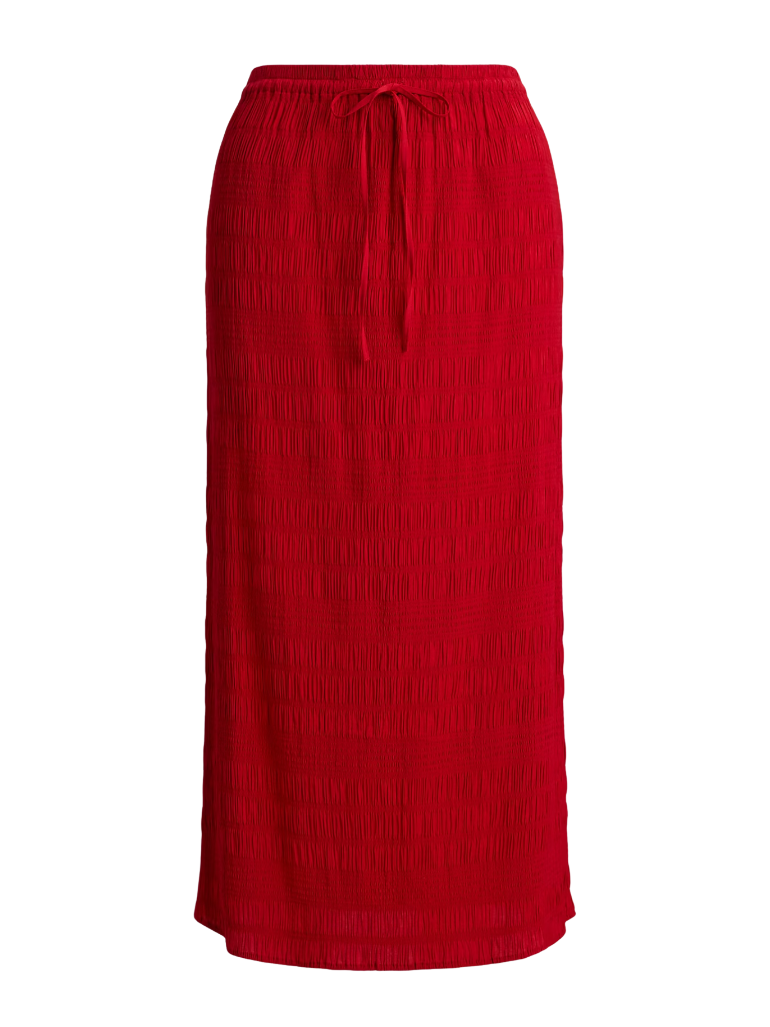 RALPH LAUREN WOMEN Seersucker Drawstring Skirt Cruise Red