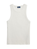 RALPH LAUREN WOMEN Stretch Cotton Rib-Knit Tank White