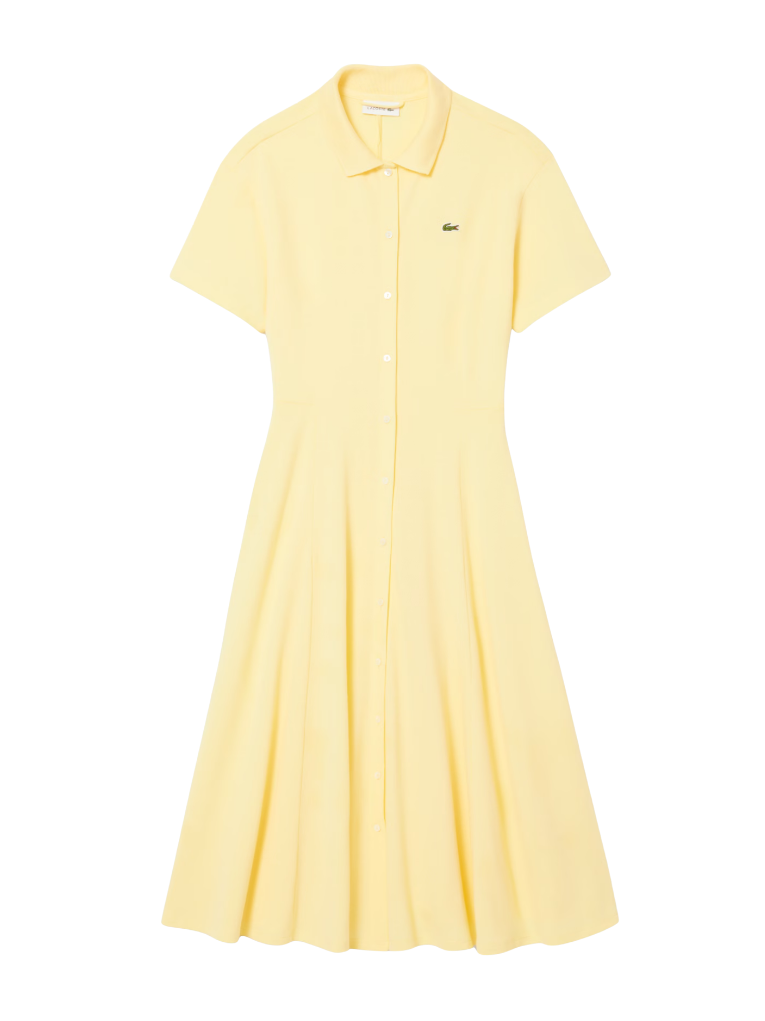 LACOSTE WOMEN Flared Piqué Polo Dress Pastel Yellow
