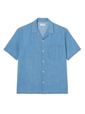 LACOSTE Relaxed Fit Open Neck Denim Shirt Blue