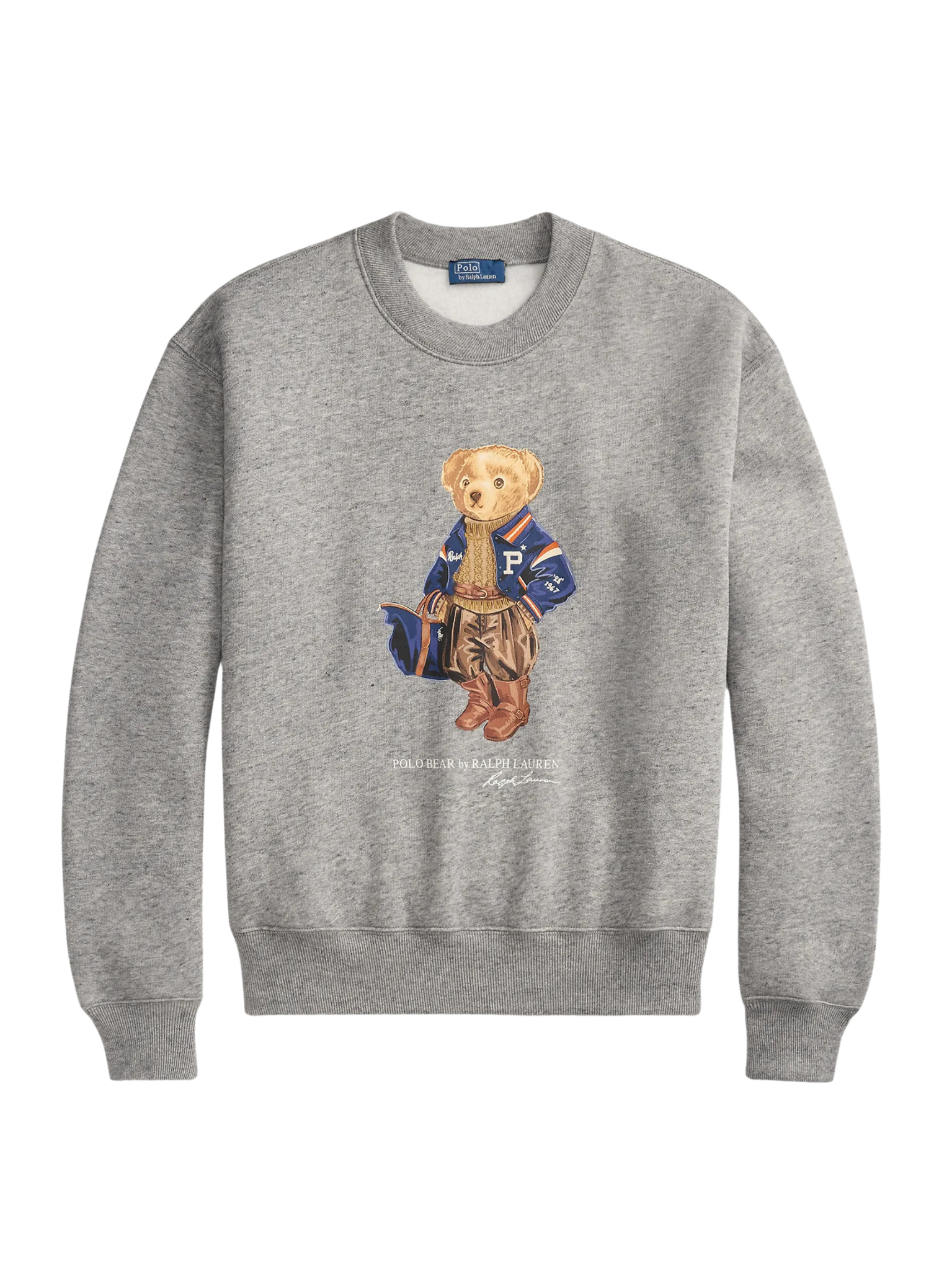 RALPH LAUREN WOMEN Polo Bear Fleece Crewneck Dark Vintage Heather