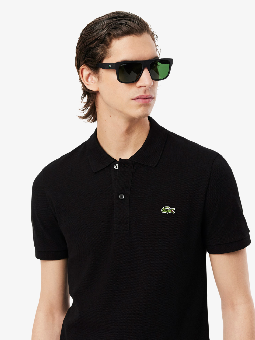 LACOSTE Slim Fit L.12.12 Piqué Polo Shirt Black