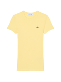 LACOSTE WOMEN Slim Fit Ribbed Cotton T-shirt Pastel Yellow