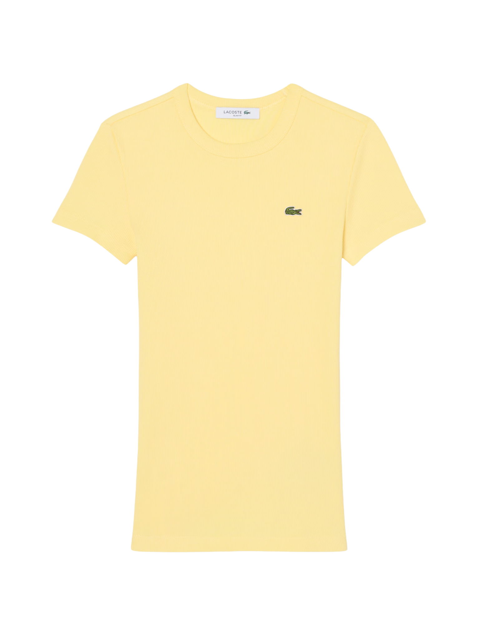 LACOSTE WOMEN Slim Fit Ribbed Cotton T-shirt Pastel Yellow