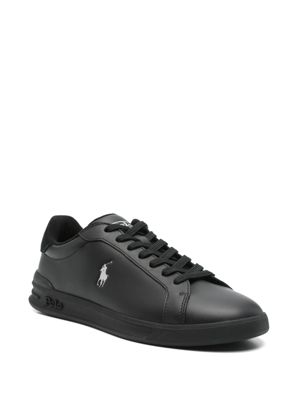 RALPH LAUREN Heritage Court II Leather Sneakers Black/Soft Grey