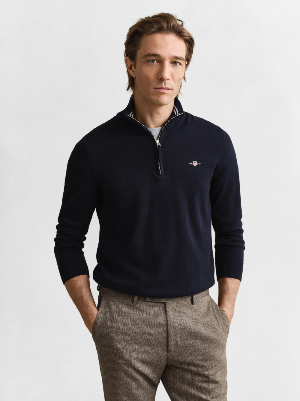 GANT Classic Cotton Half-Zip Sweater Evening Blue