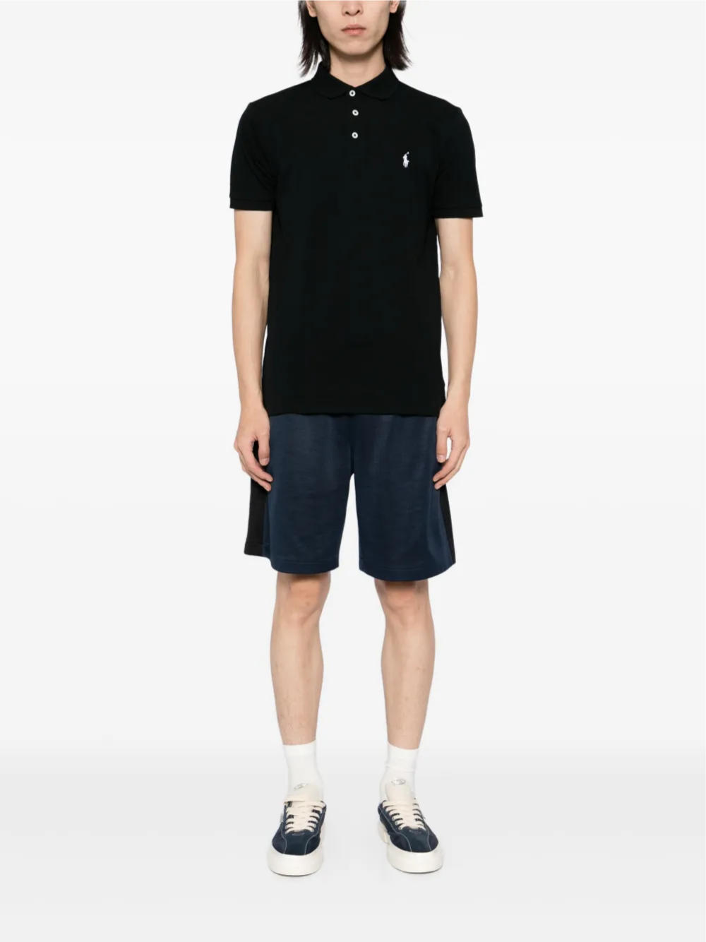 RALPH LAUREN Custom Slim Fit Stretch Mesh Polo Shirt Black