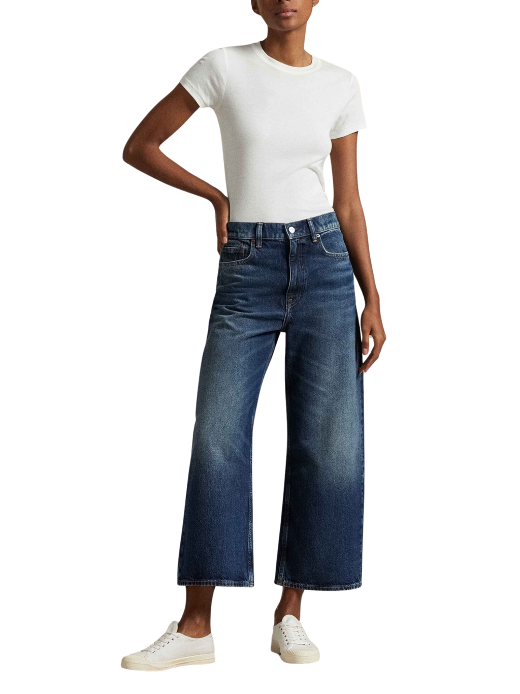 RALPH LAUREN WOMEN High-rise Wide-leg Crop Jeans Mylio Wash