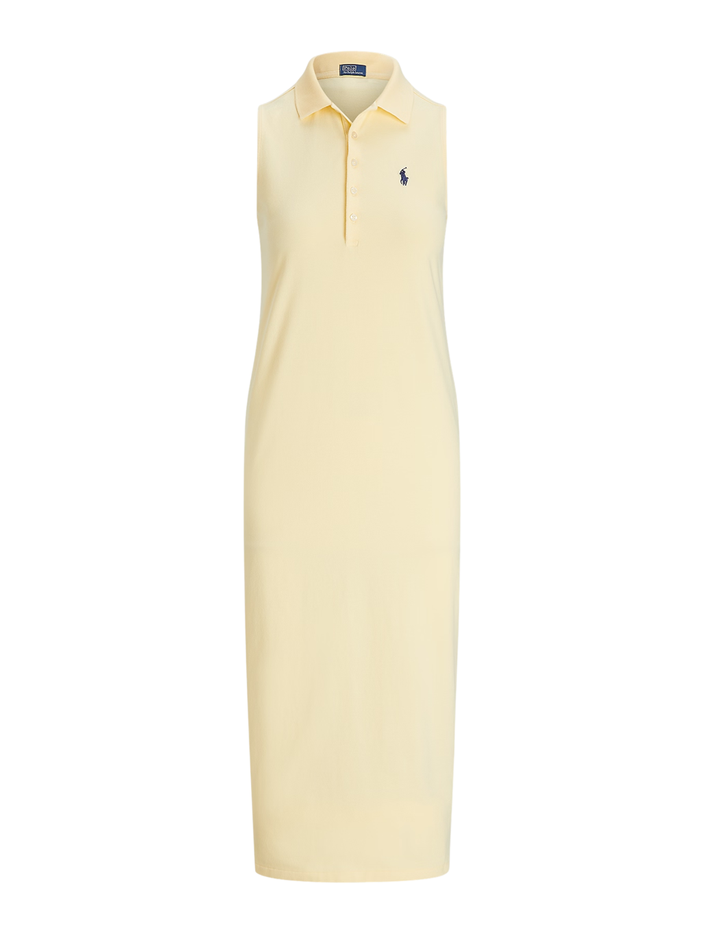 RALPH LAUREN WOMEN Stretch-Cotton Sleeveless Polo Dress Yellow