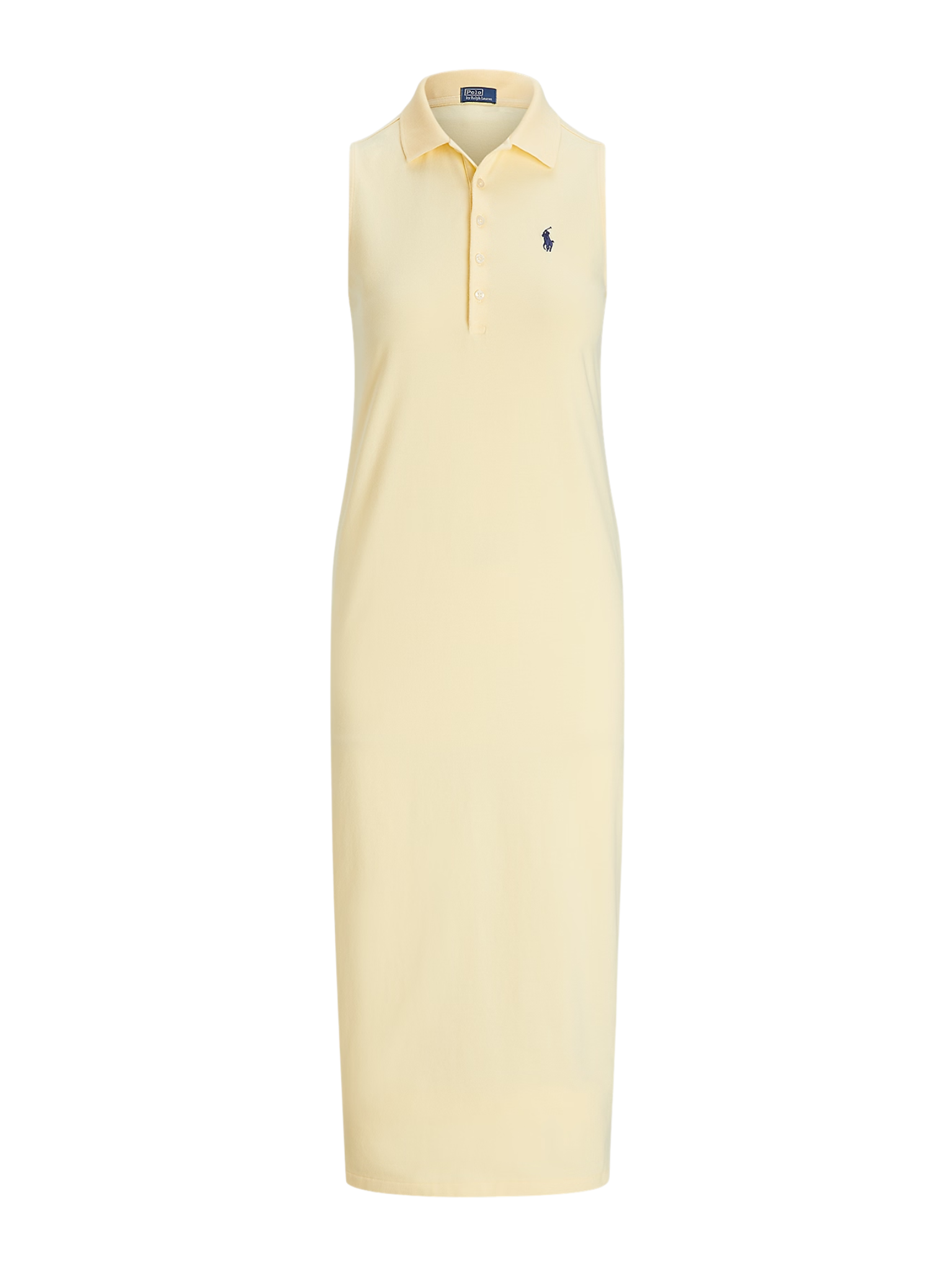 RALPH LAUREN WOMEN Stretch-Cotton Sleeveless Polo Dress Yellow