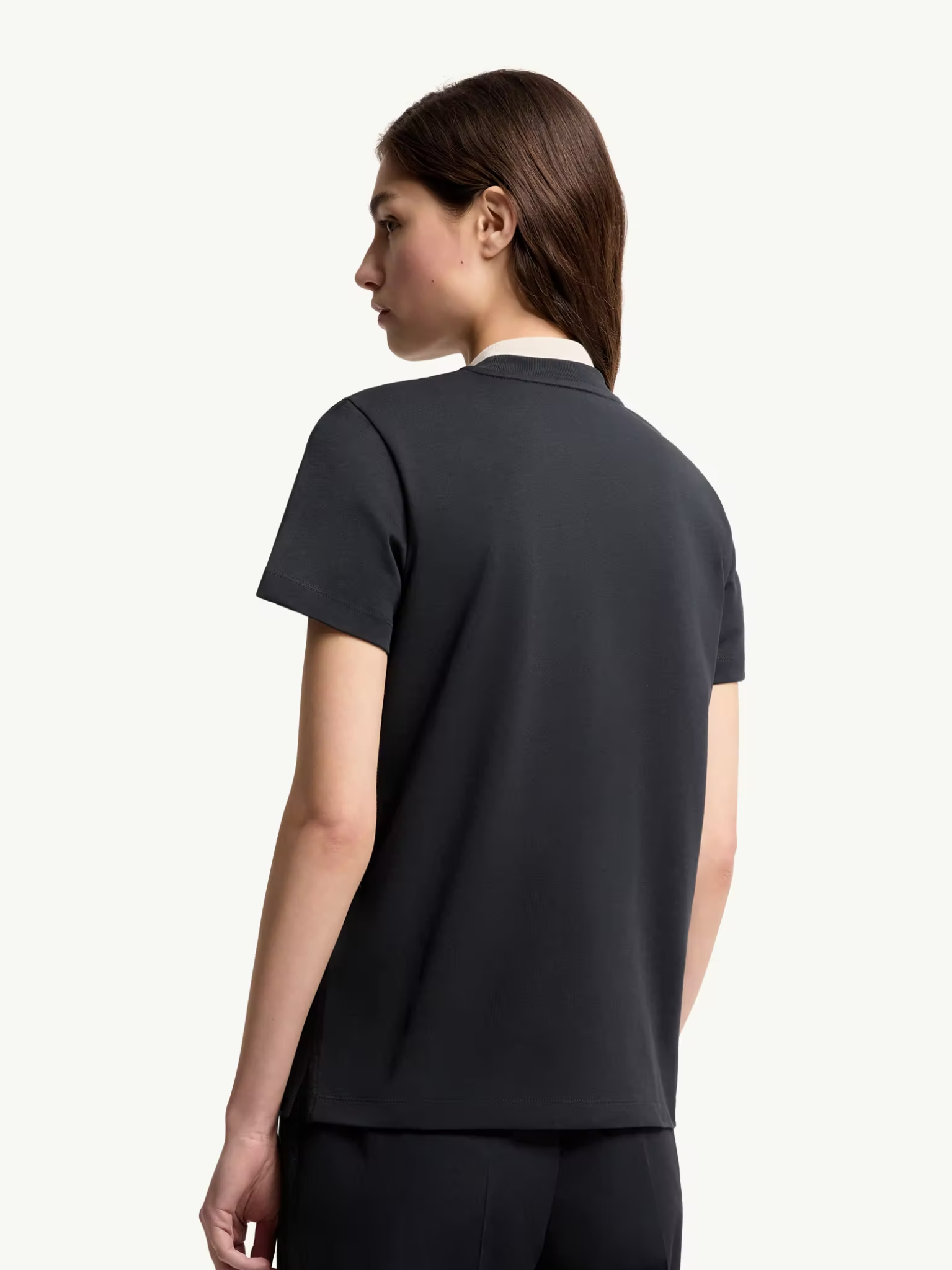 MONCLER WOMEN Logo Embroidery Cotton T-Shirt Navy Blue