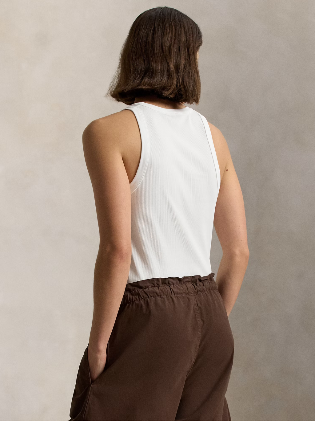 RALPH LAUREN WOMEN Stretch Cotton Rib-Knit Tank White