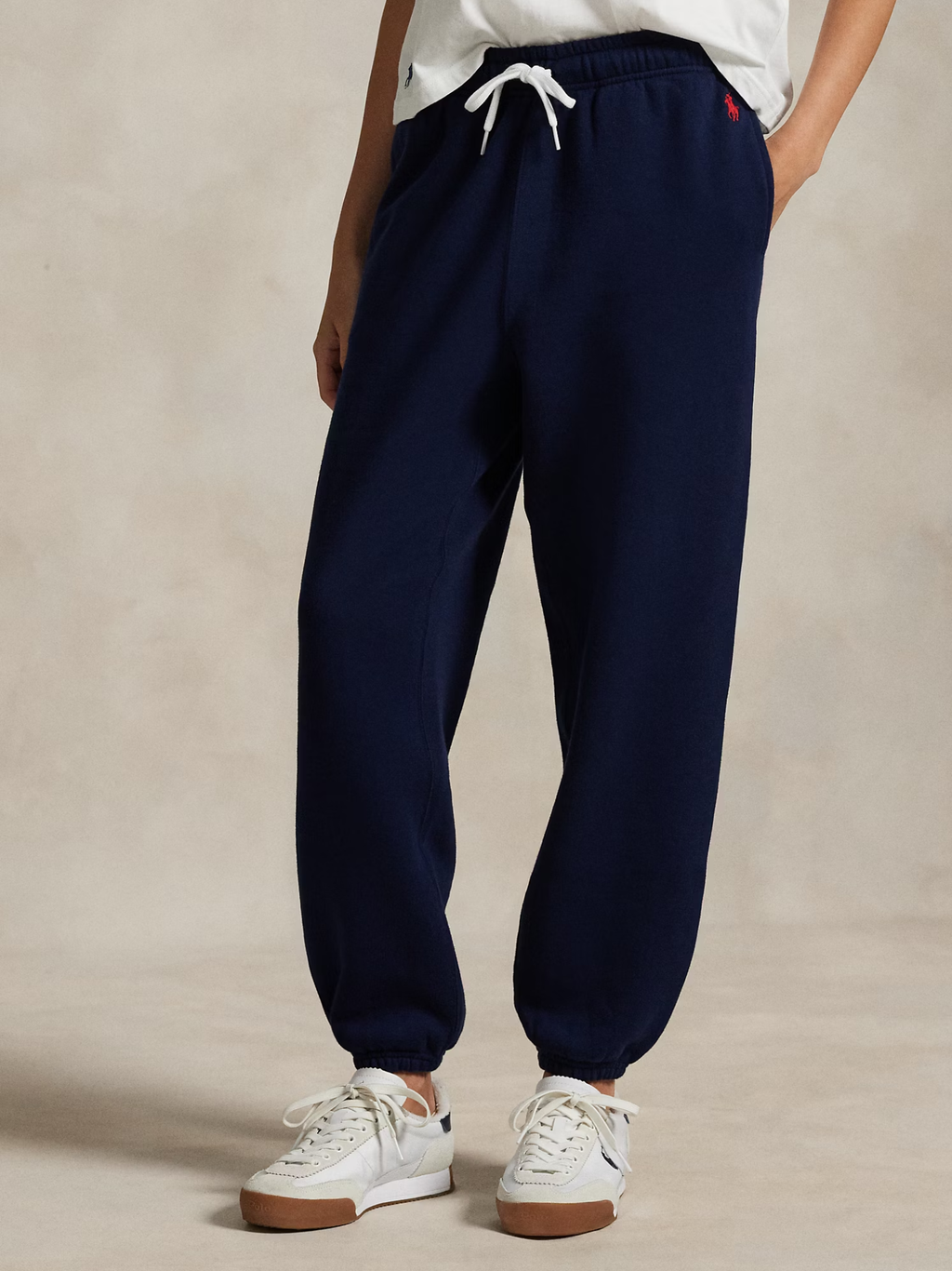 RALPH LAUREN WOMEN Fleece Drawstring Tracksuit Bottoms Cruise Navy