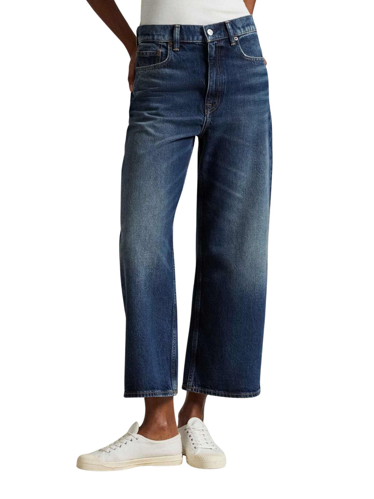 RALPH LAUREN WOMEN High-rise Wide-leg Crop Jeans Mylio Wash