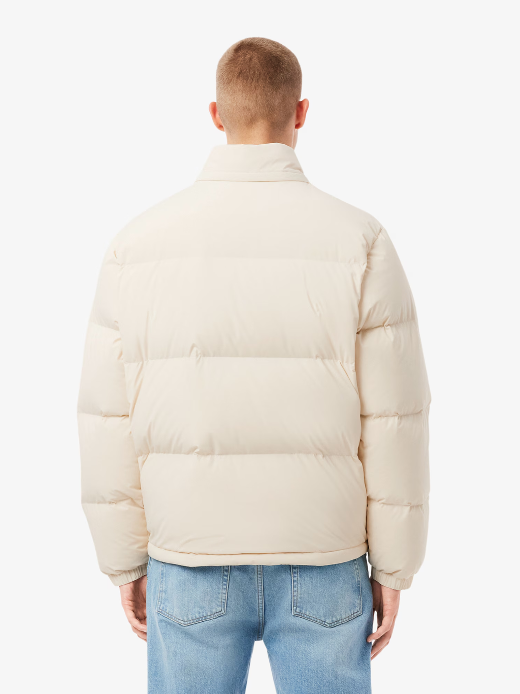 LACOSTE Water-Repellent Hooded Down Jacket Ecru White