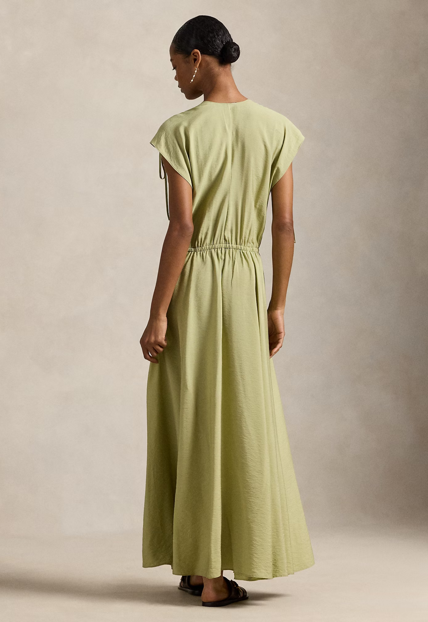 RALPH LAUREN WOMENS Tie-Shoulder Crepe Dress Light Olive