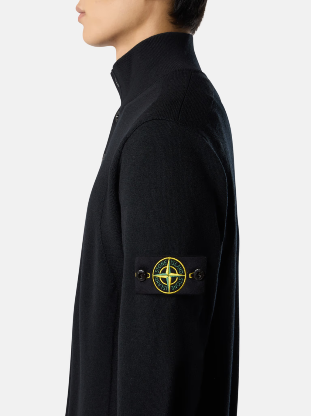 STONE ISLAND Wool Half Button Jumper Black