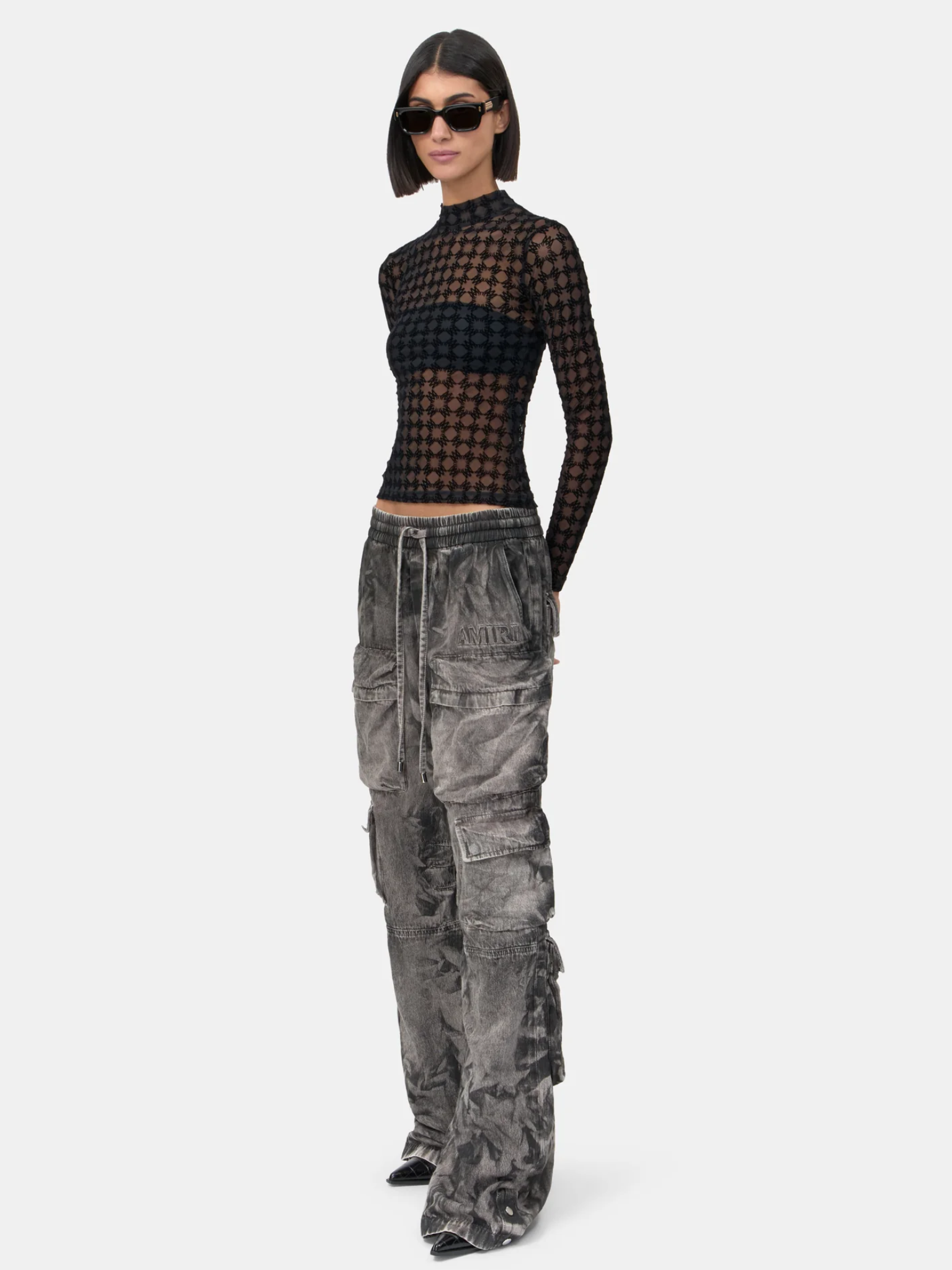 AMIRI WOMEN MA Quad Flocked Top Black
