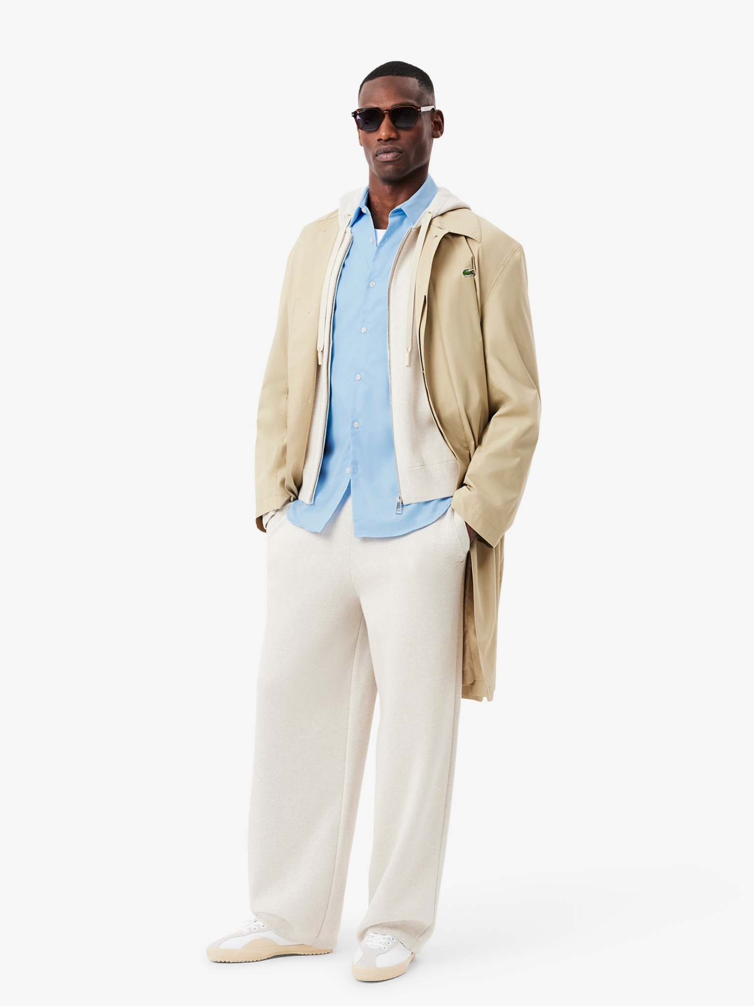 LACOSTE Regular Fit Cotton Poplin Shirt Pale Blue