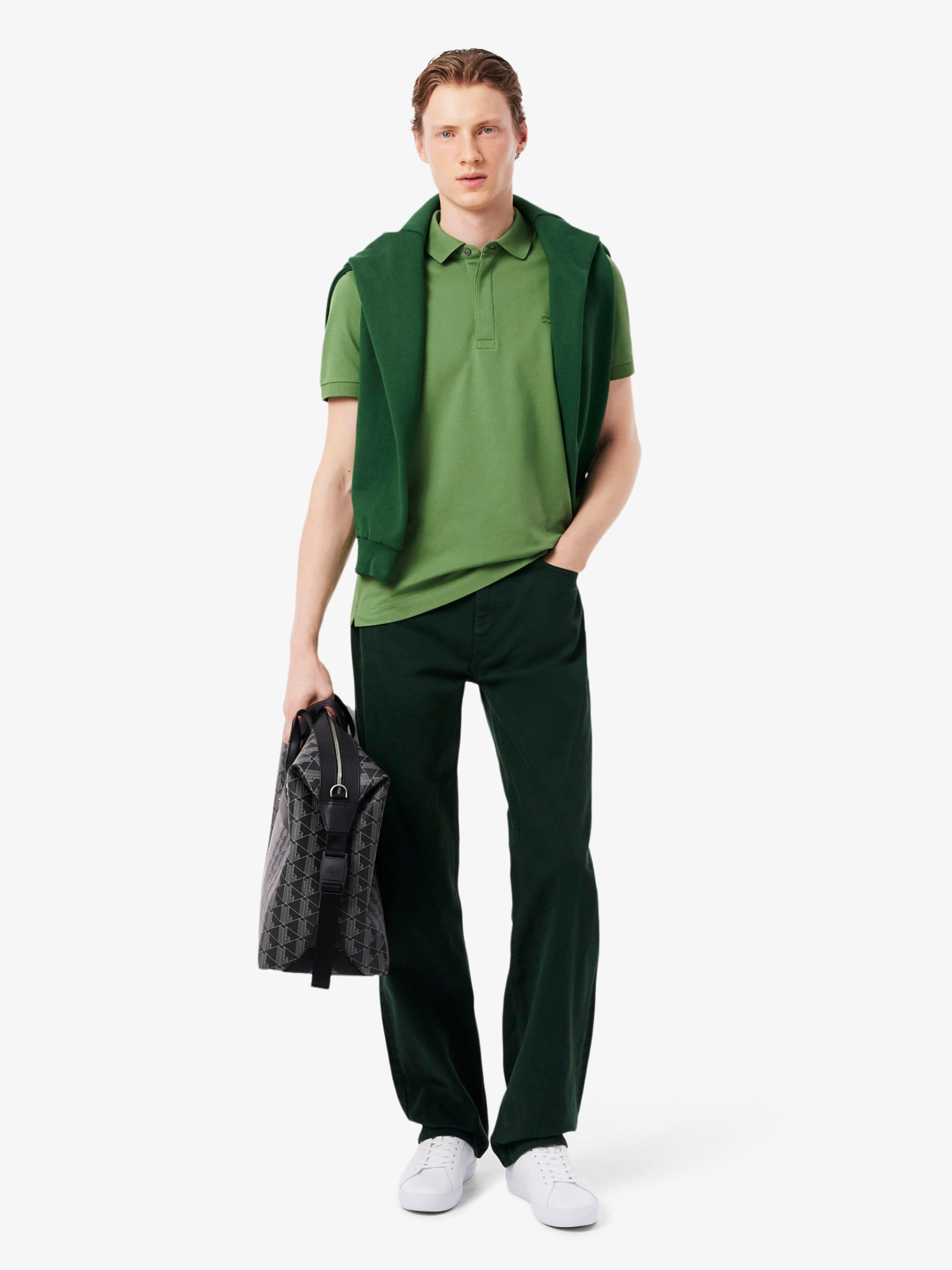 LACOSTE Regular Fit Paris Stretch Piqué Polo Shirt Lime Green