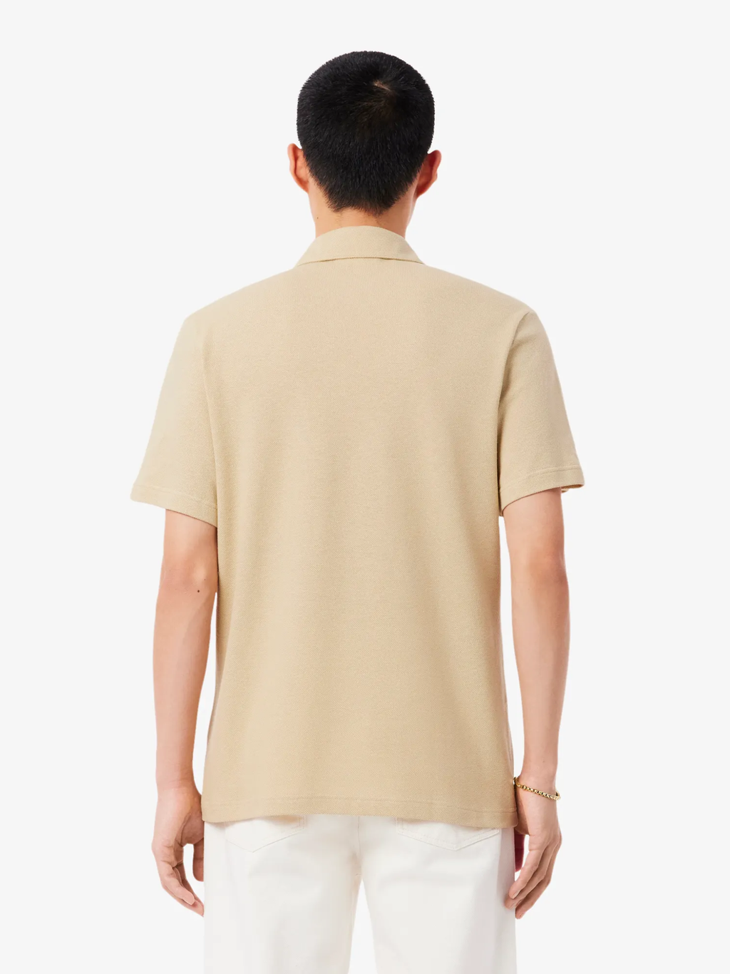 LACOSTE Classic Fit Cotton-Linen Polo Shirt Beige