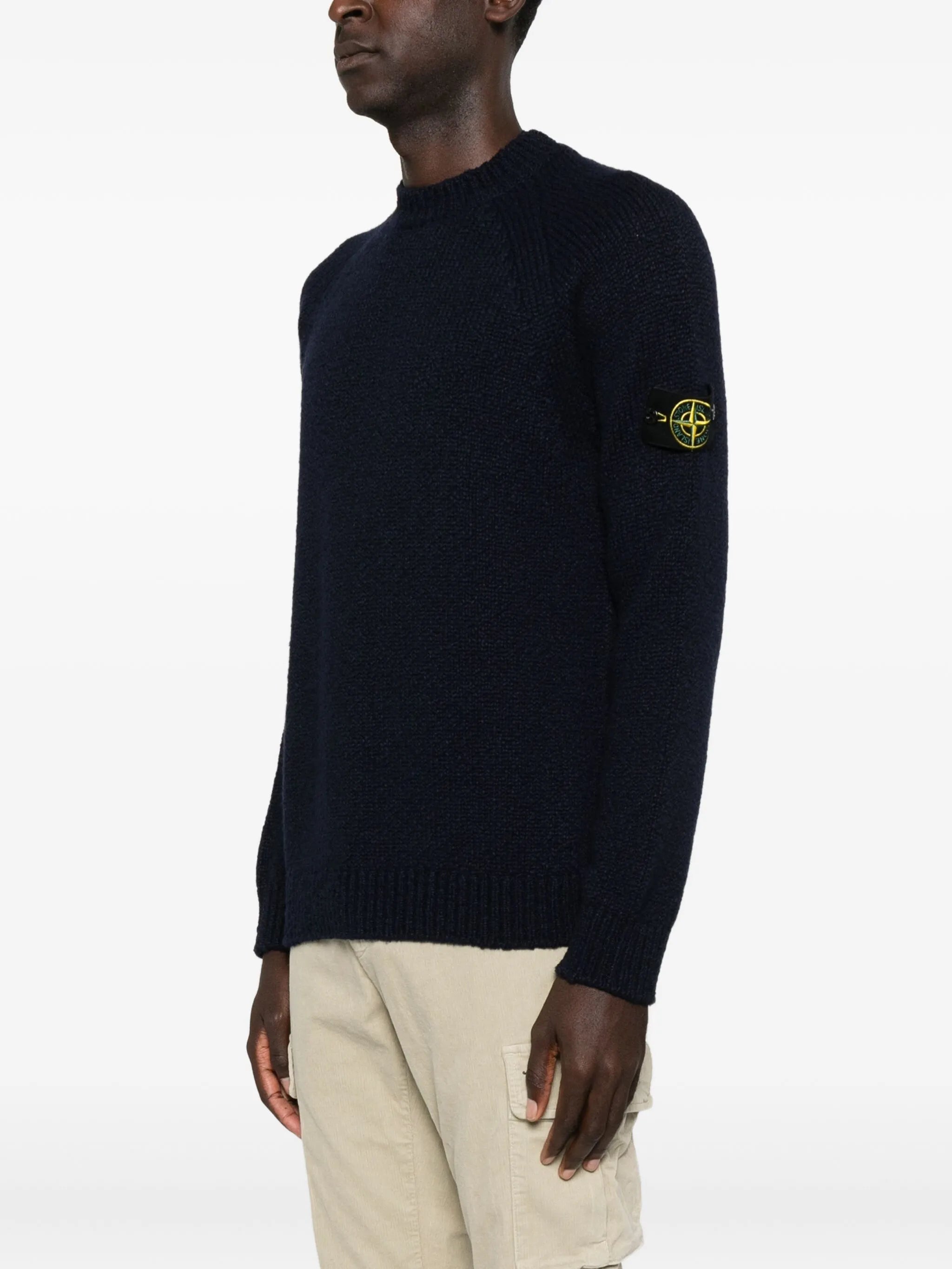 STONE ISLAND Crewneck Wool Sweater Navy