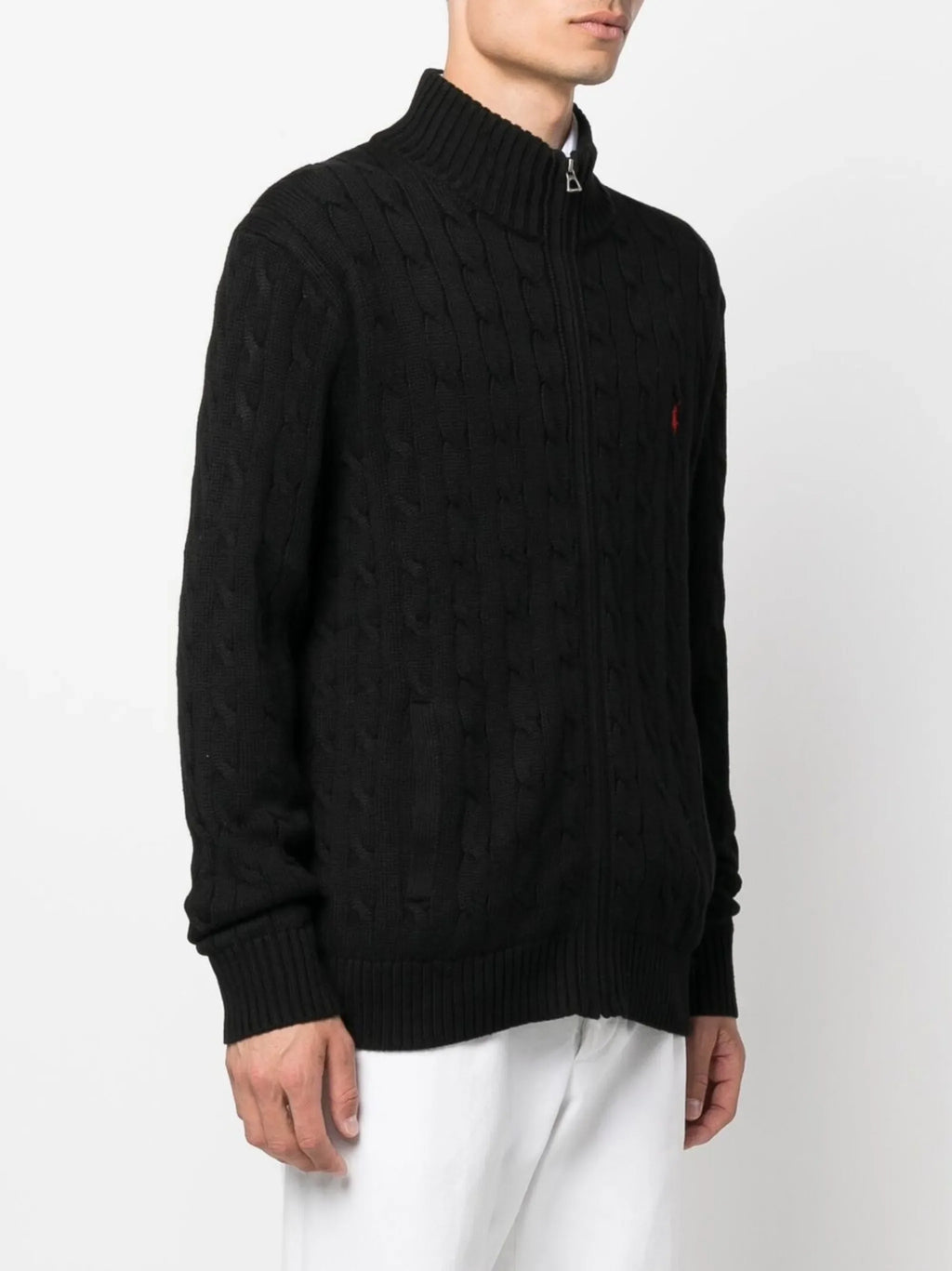 RALPH LAUREN Cable Knit Quarter Zip Jumper Black