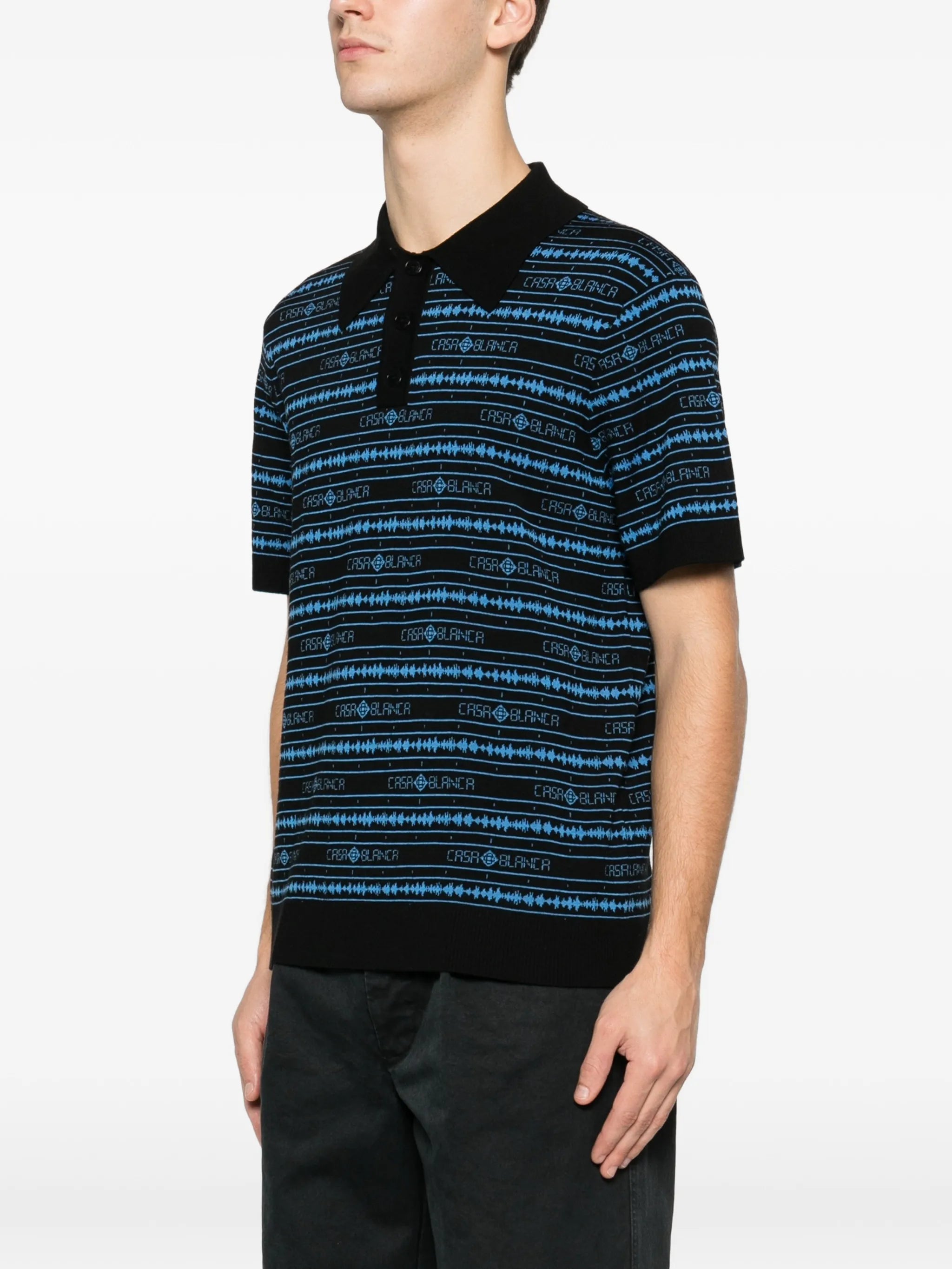 CASABLANCA Sound Wave Polo Shirt Black/Blue
