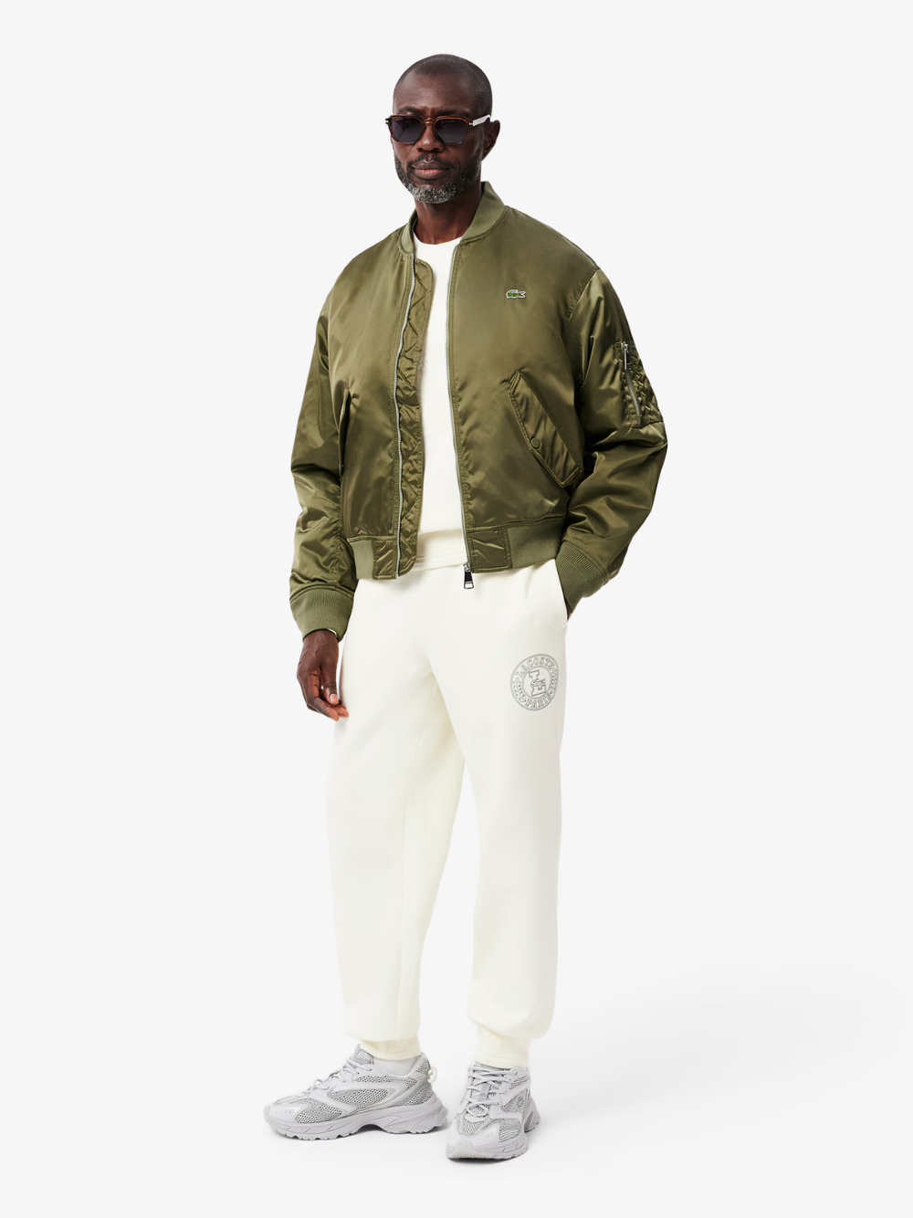 LACOSTE Water-Repellent Padded Bomber Jacket Green