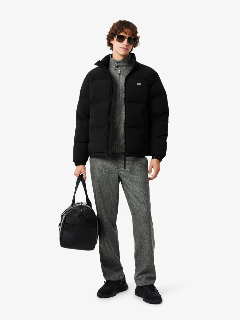 LACOSTE Water-Repellent Hooded Down Jacket Black