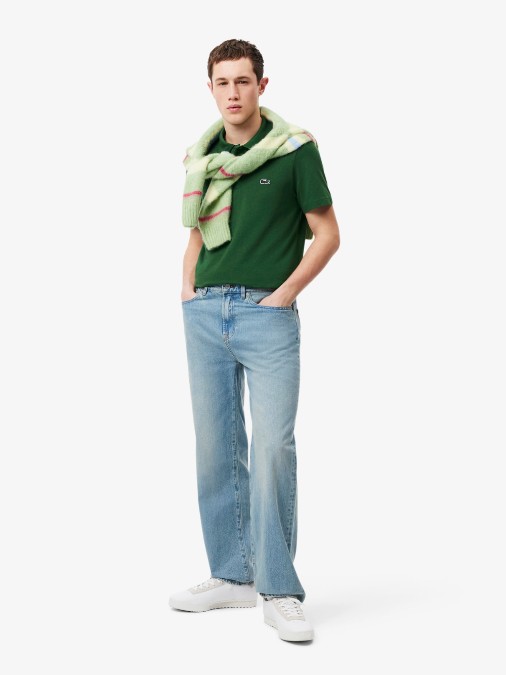 LACOSTE Regular Fit Cotton Polyester Blend Polo Shirt Green