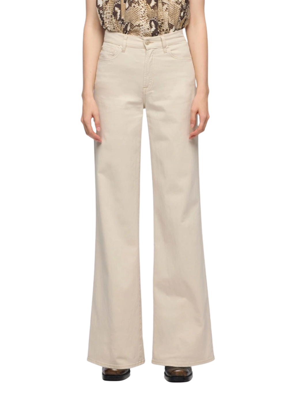 7 FOR ALL MANKIND WOMEN Lotta High Waist Wide Leg Jeans Beige
