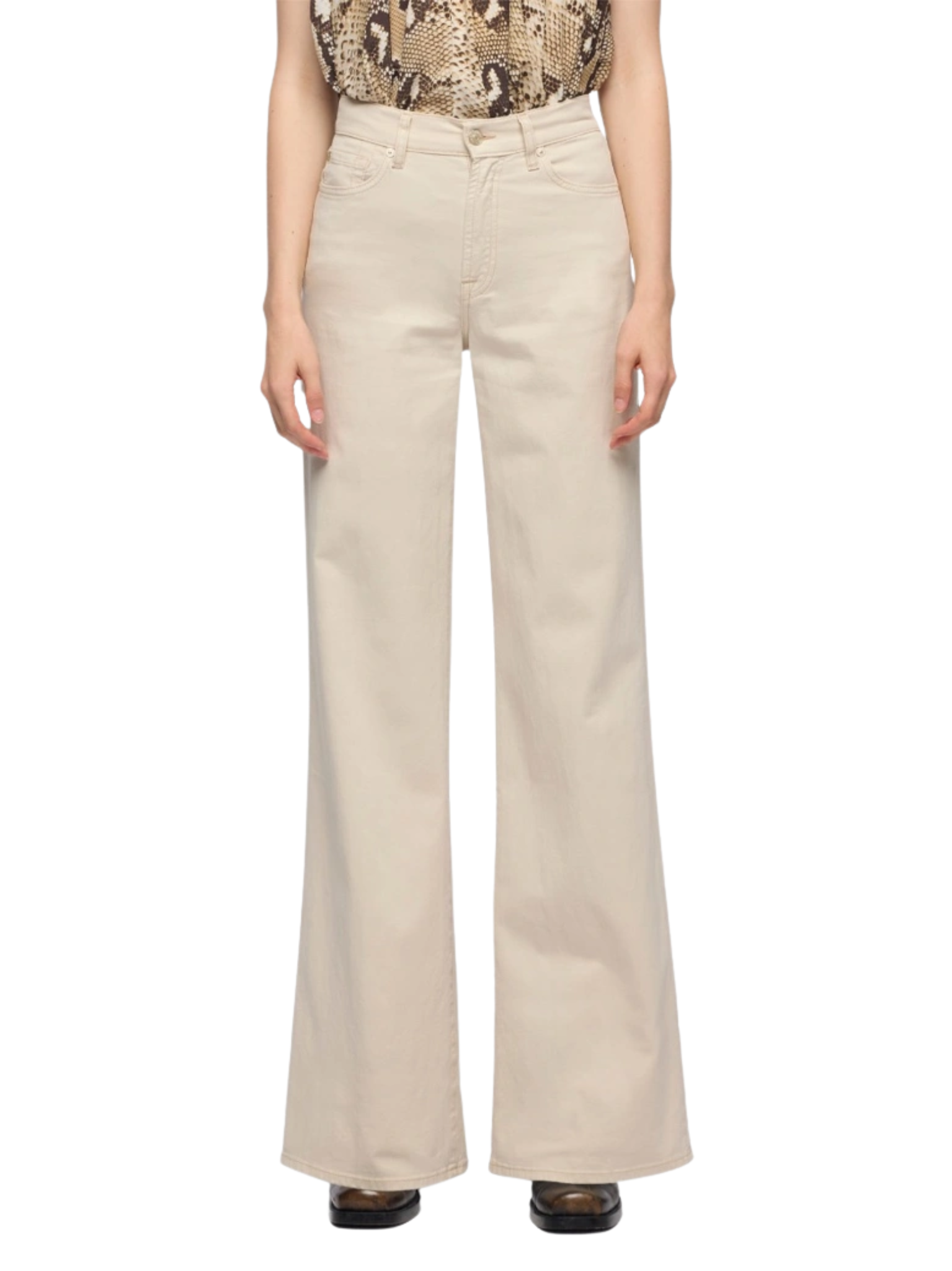 7 FOR ALL MANKIND WOMEN Lotta High Waist Wide Leg Jeans Beige