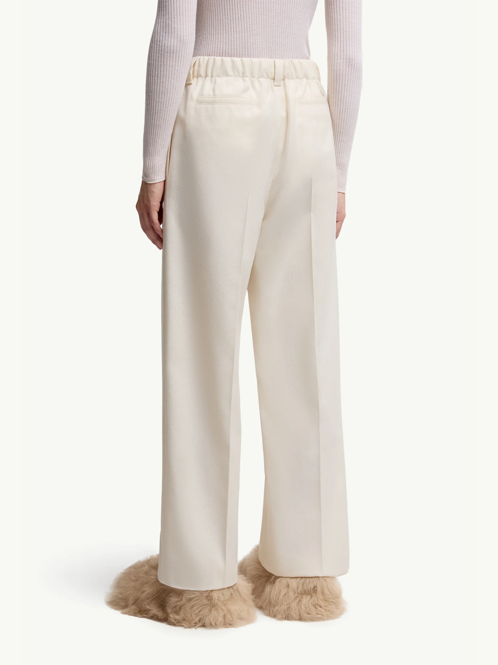 MONCLER WOMEN Wool Gabardine Tailored Pants White
