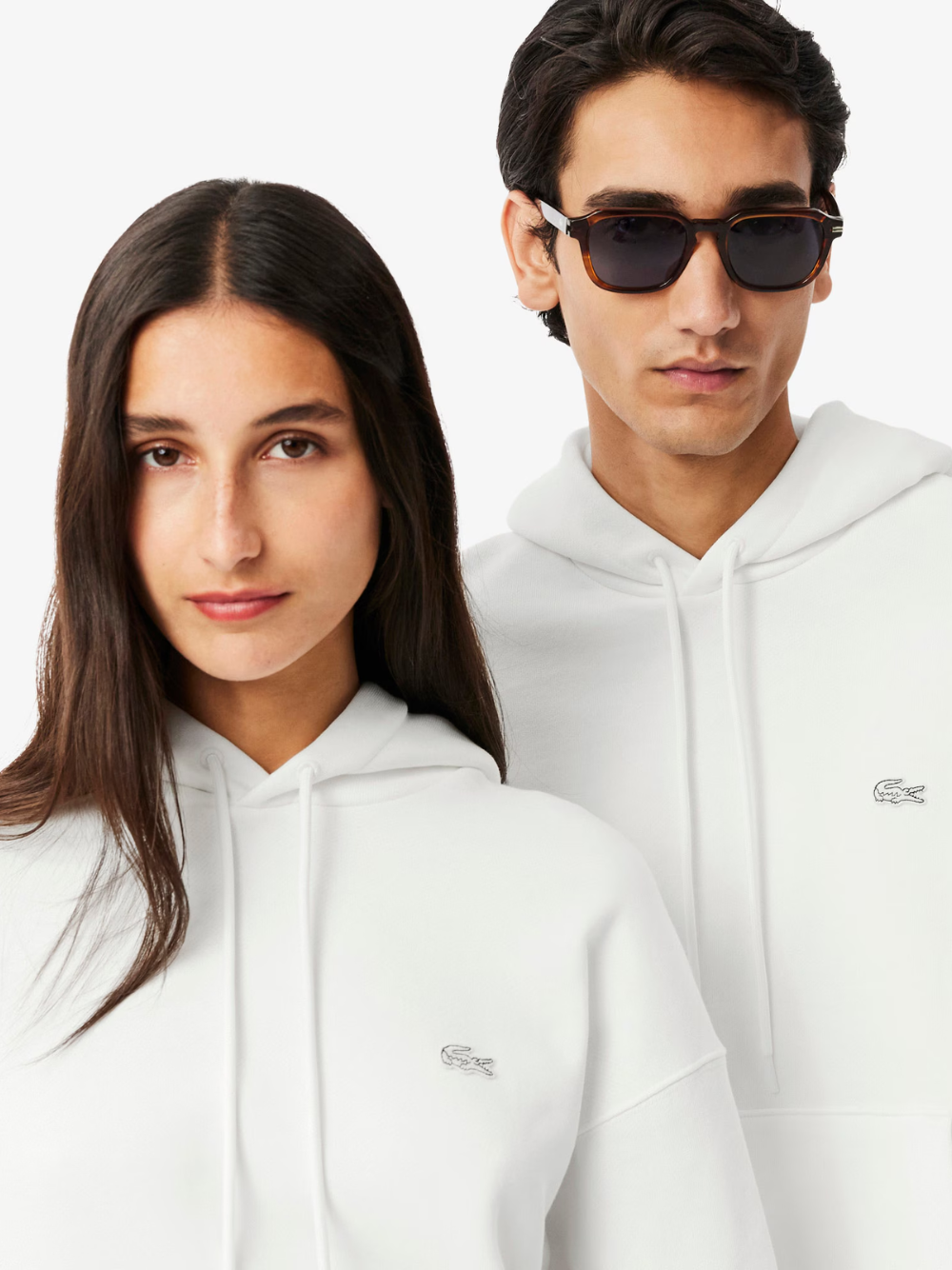 LACOSTE Heavy Fleece Hoodie White
