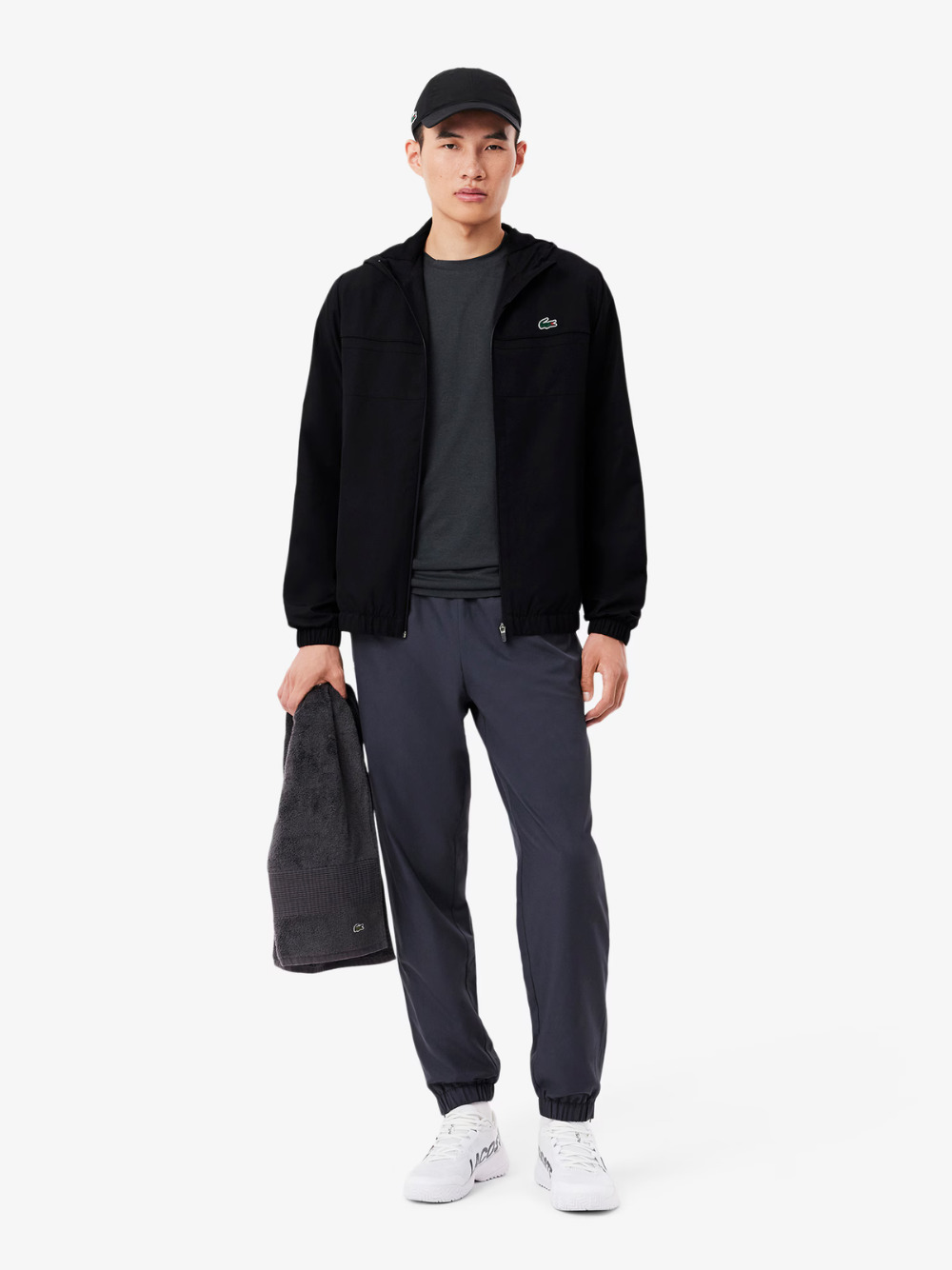 LACOSTE Water-Repellent Sport Track Jacket Black