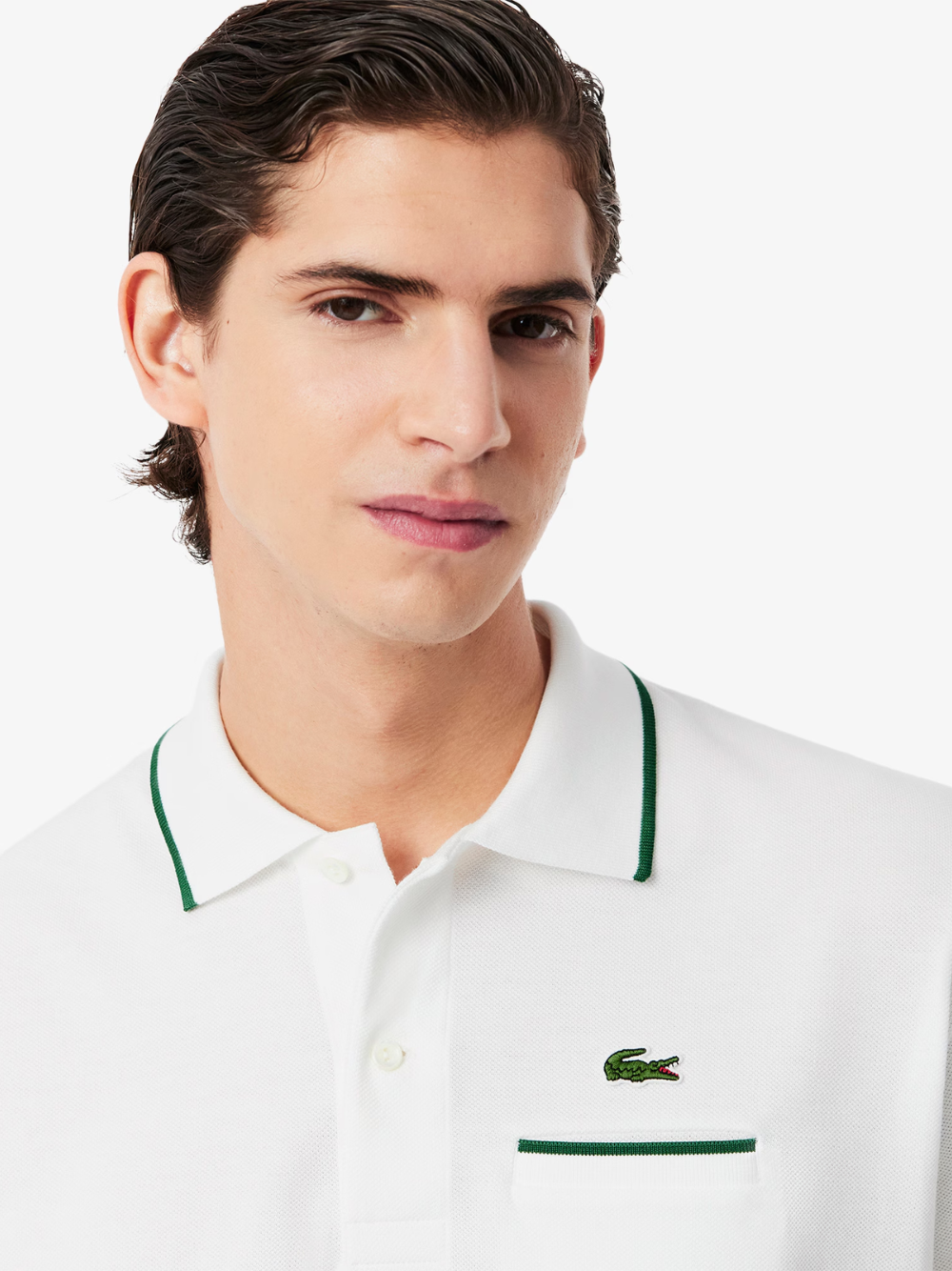 LACOSTE Classic Fit Pocket Accent L.12.12 Polo Shirt White/Green