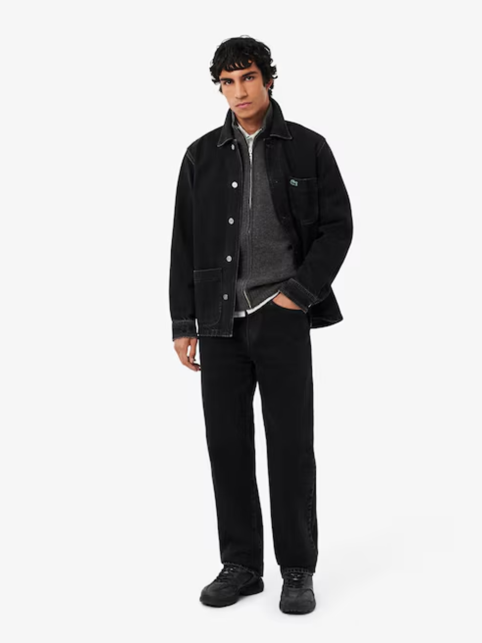LACOSTE Wool Zipped Sweater Heathered Grey